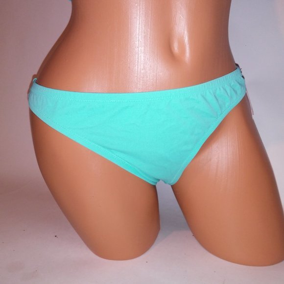 Victoria Secret Swim Bikini‎ 38D Top Large Bottom Aqua Seafoam Glow Scallop Trim - Picture 5 of 9